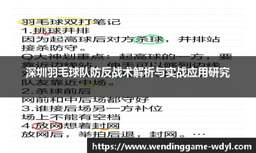 深圳羽毛球队防反战术解析与实战应用研究